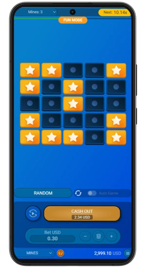 Game is running, some tiles with stars are opened